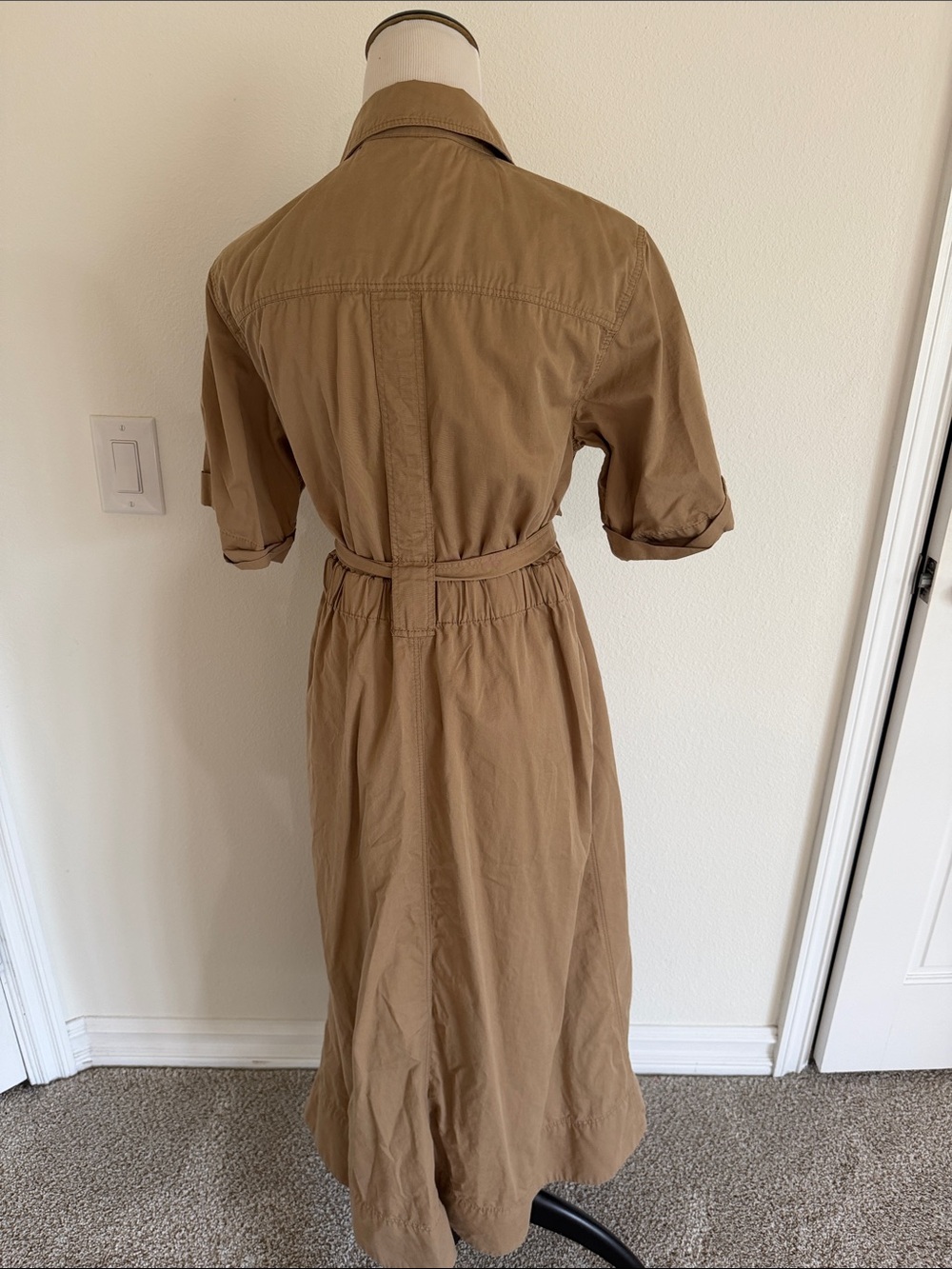 ME+EM Cotton Utility Midi Shirt Dress with Belt Stone Khaki (US 6 / UK 10) - Picture 10 of 15